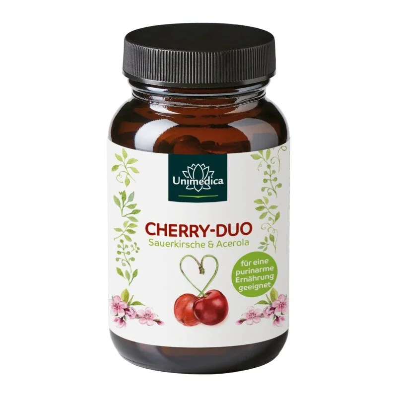 Cherry-Duo Sauerkirsche &amp; Acerola - 1100 mg Sauerkirschfrucht-Extrakt pro Tagesdosis (2 Kapseln) - 60 Kapseln 
