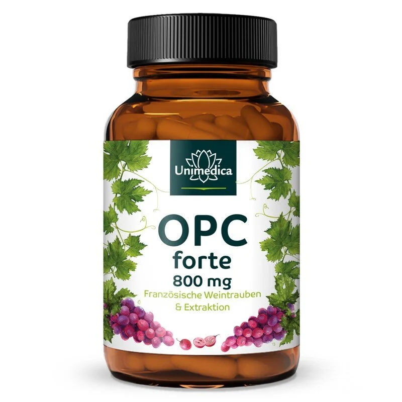 OPC forte - 800 mg Traubenkernextrakt pro Tagesdosis (2 Kapseln) - 180 Kapseln - aus Wasserextraktion