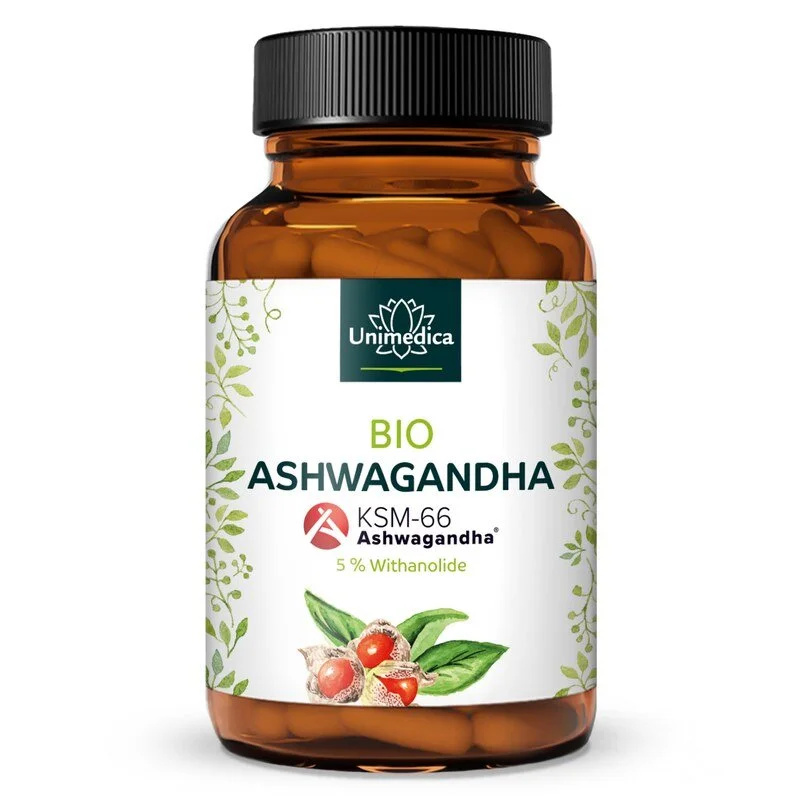 Bio Ashwagandha KSM 66® - 500 mg pro Tagesdosis (1 Kapsel) - 5 % Withanolide - 120 Kapseln