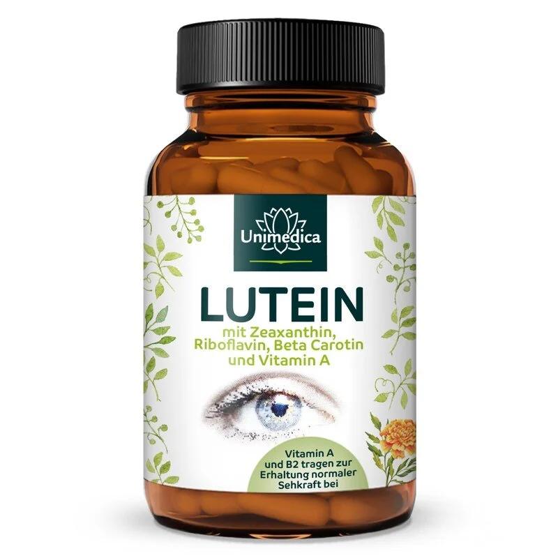 Lutein - mit Zeaxanthin + Vitamin B2 + Beta Carotin + Vitamin A - 90 Kapseln