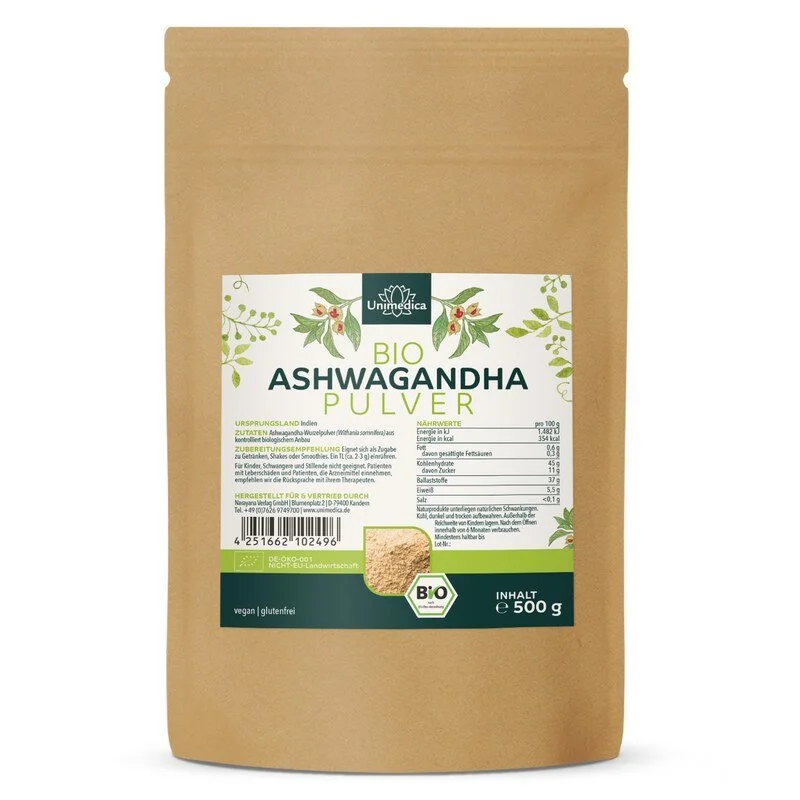 Bio Ashwagandha Pulver - echte indische Schlafbeere - 500 g